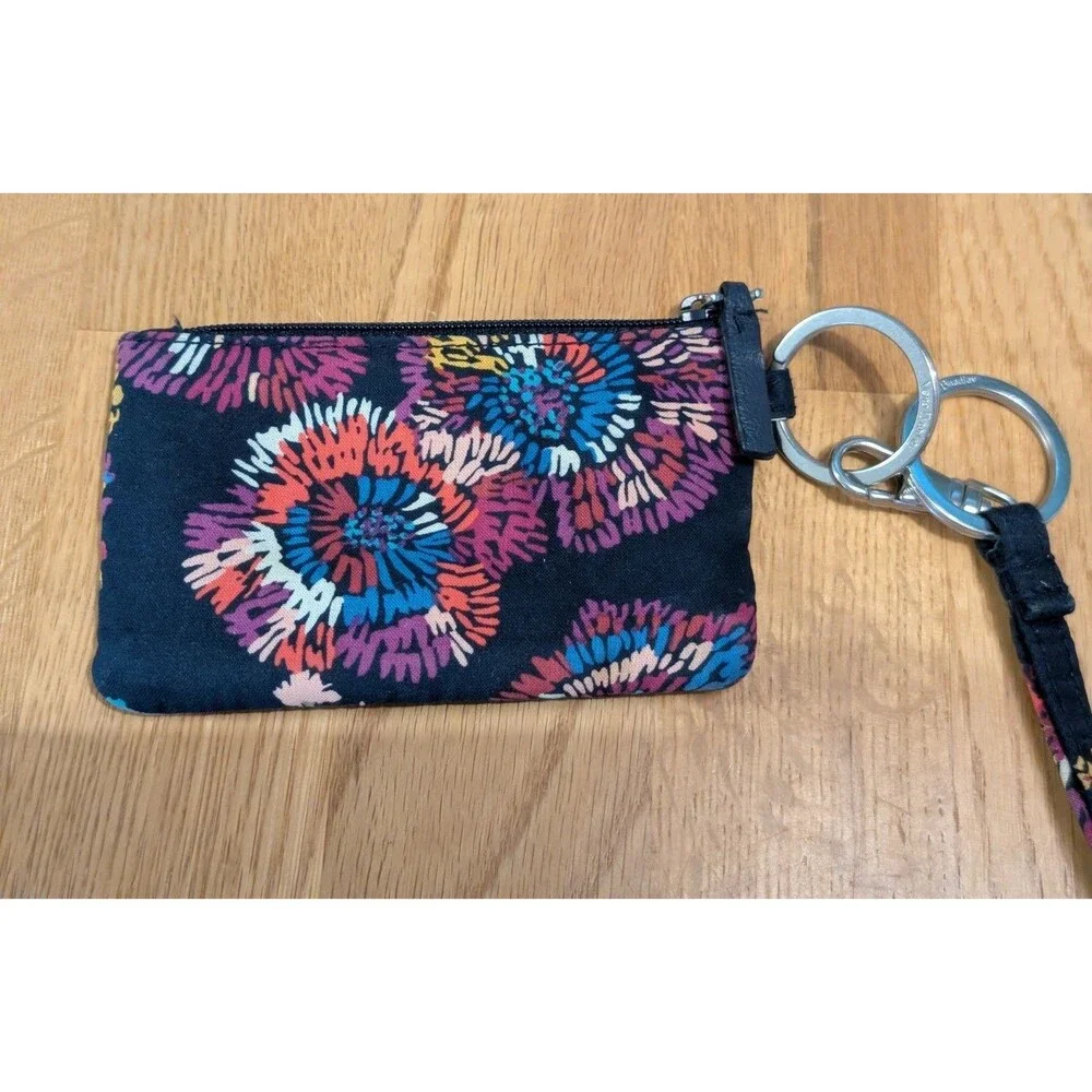 Vera Bradley Lanyard & Matching Window Coin purse MIDNIGHT WILDFLOWERS - Picture 2 of 6